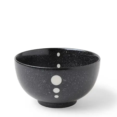 SATIN BLACK WHITE DOTS BOWL 5-1/8"