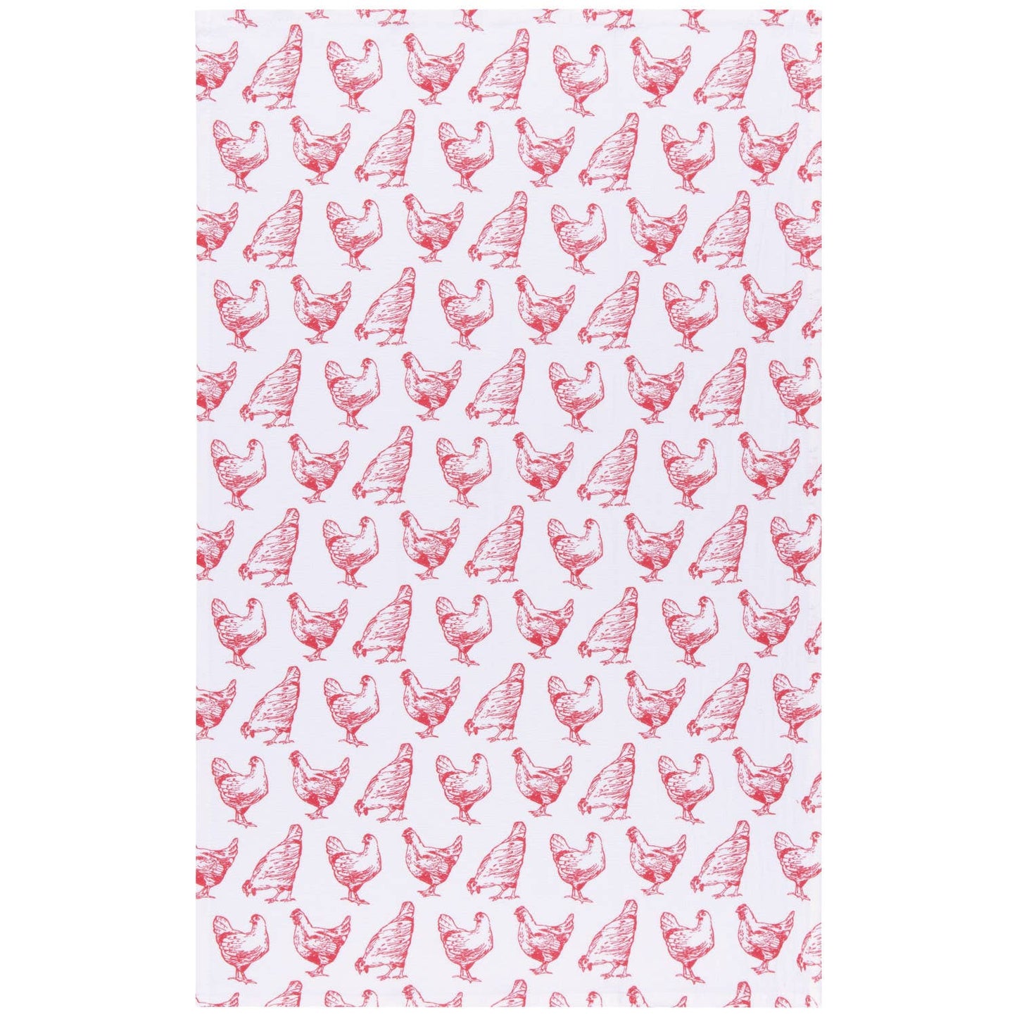 CHICKENS PRINT RED FLOURSACK DISHTOWELS SET OF 2