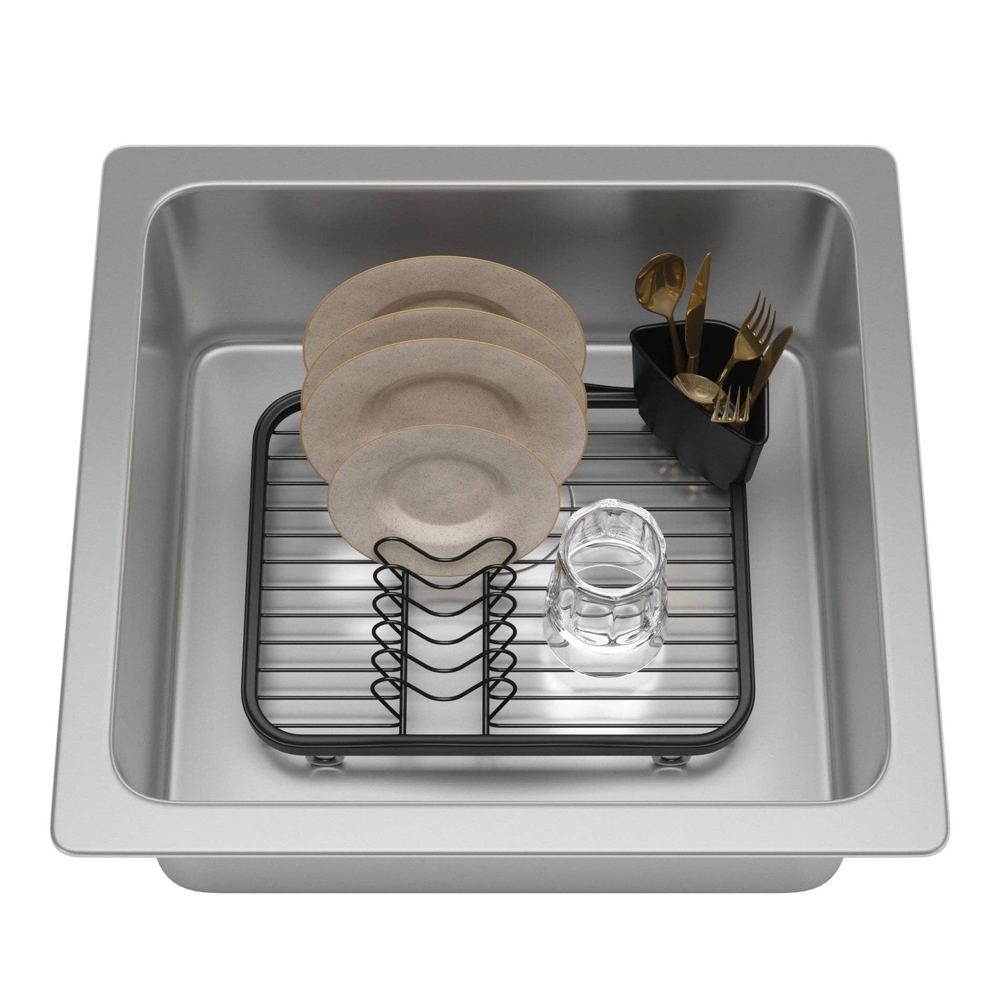 SINKIN DISH RACK: WHITE-NICKEL