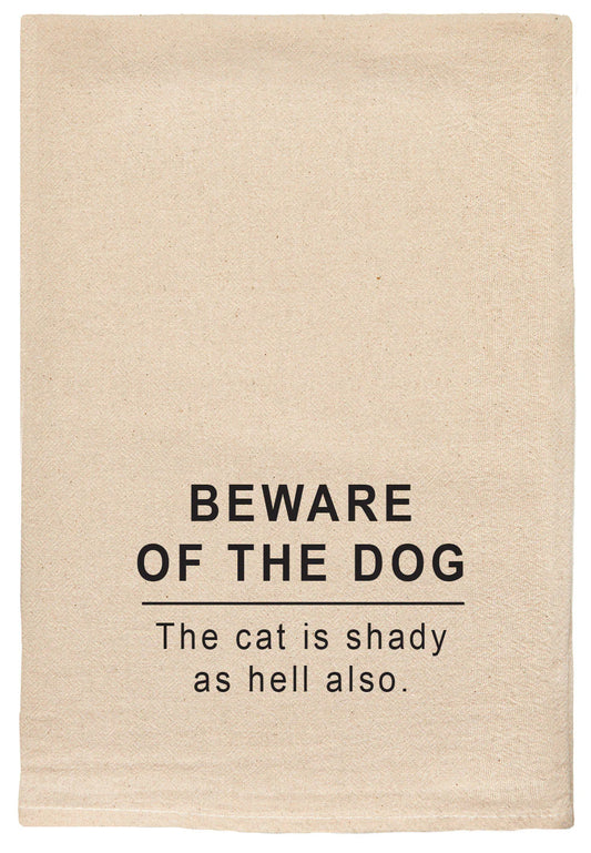 BEWARE DOG FUNNY NATURAL TOWEL