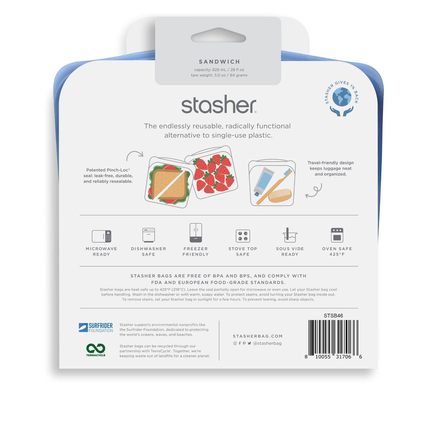 STASHER SANDWICH BAG: DEEP OCEAN