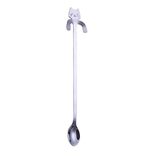 CAT HANGING TEA SPOON SILVER 7.8"L