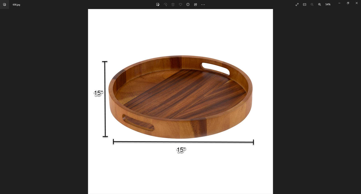 ACACIA WOOD ROUND SERVING TRAY 15"