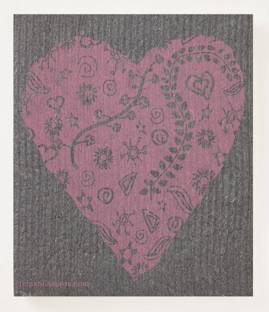 SWEDISH DISHCLOTH- BIG HEART GRAY