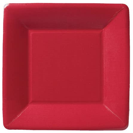 SQUARE PAPER PLATES LINEN  RED 7" 8PK