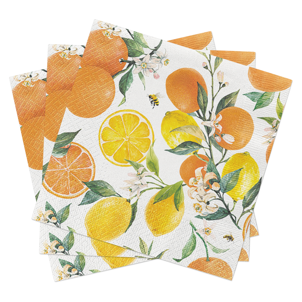 Citrus with Bees Lunch & Cocktail Napkins - Summer Napkins: Lunch
