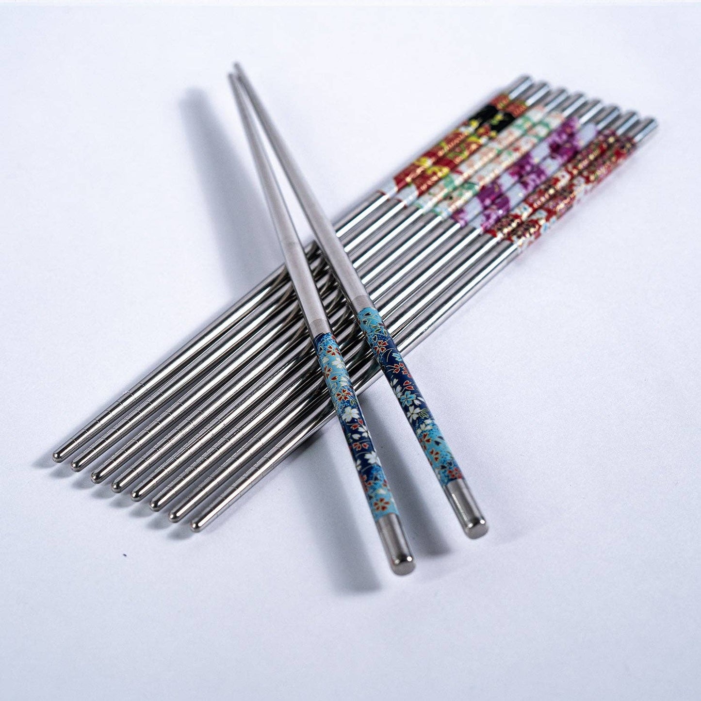 Floral Chopsticks Set Stainless Steel 5/pair