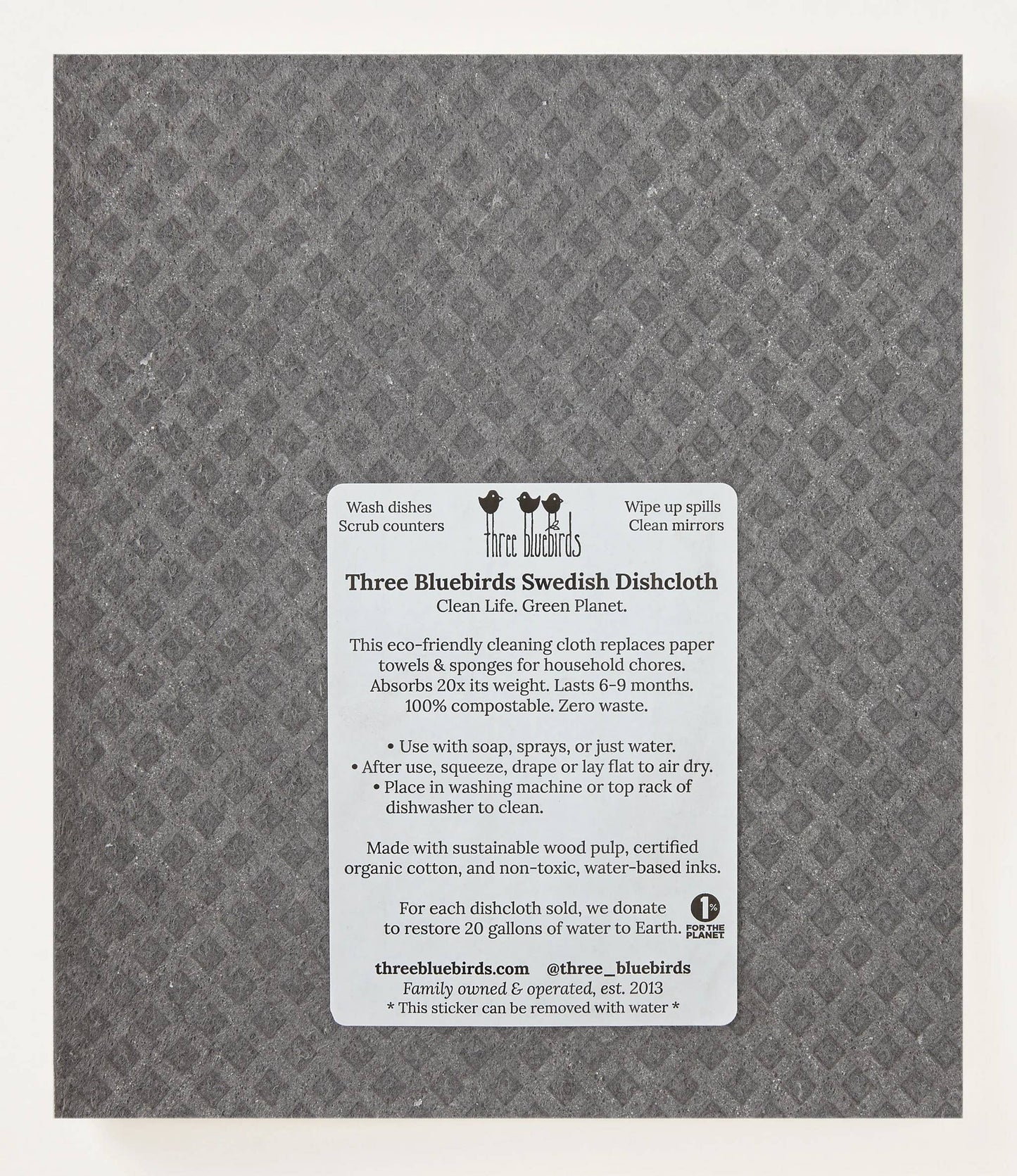 SWEDISH DISHCLOTH- BIG HEART GRAY