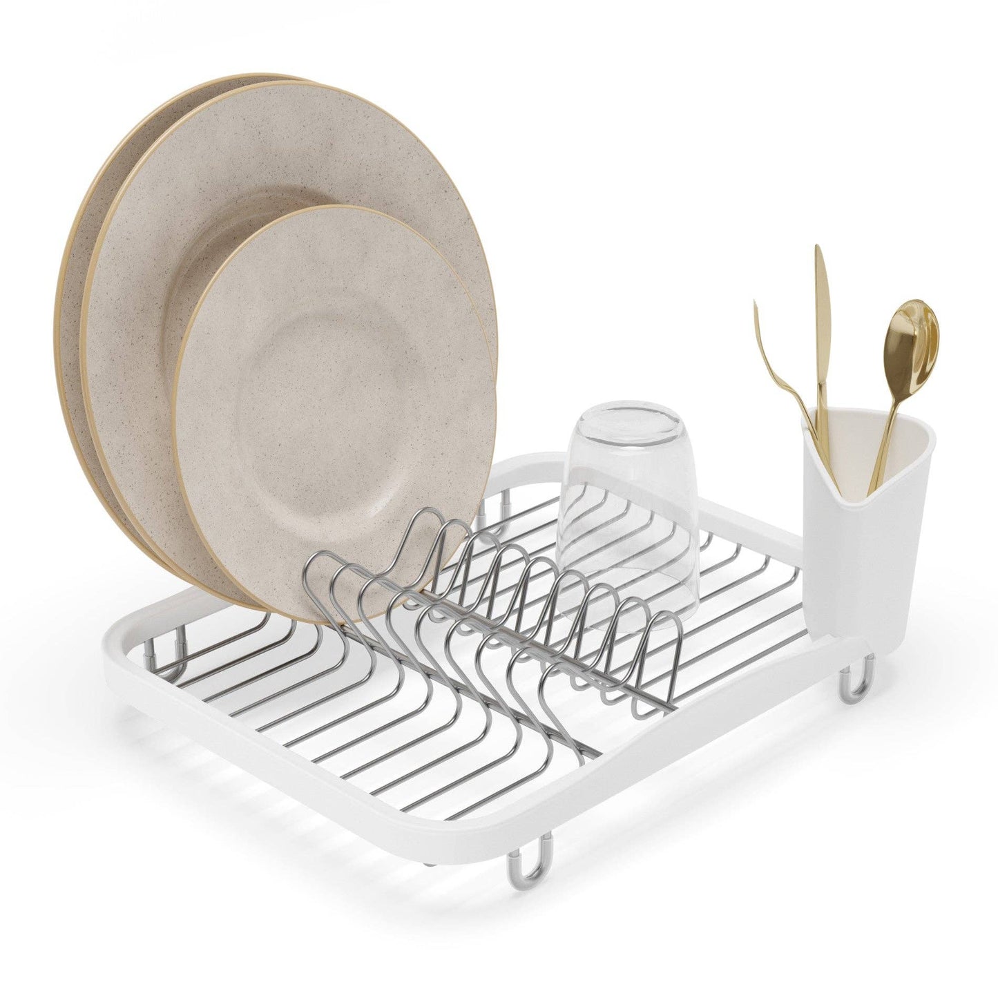 SINKIN DISH RACK: WHITE-NICKEL