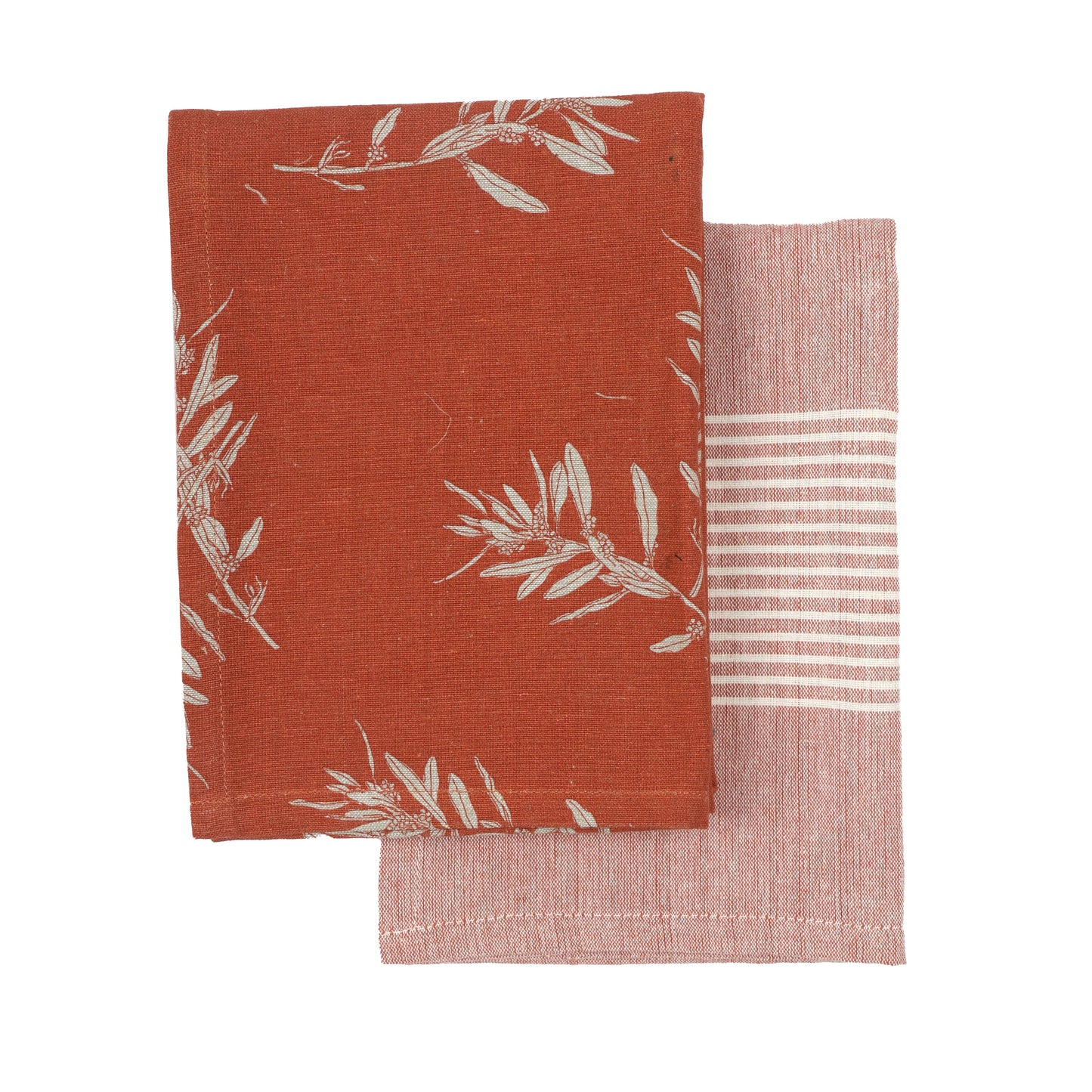 TEA TOWELS OLIVES CINNAMON SET/2