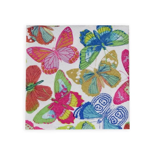 COCKTAIL NAPKIN BUTTERFLIES BRIGHT