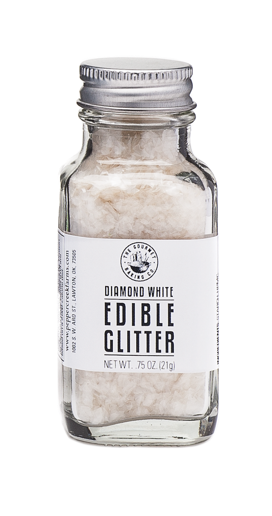 DIAMOND WHITE EDIBLE GLITTER SPRINKLES, 0.75 OZ.