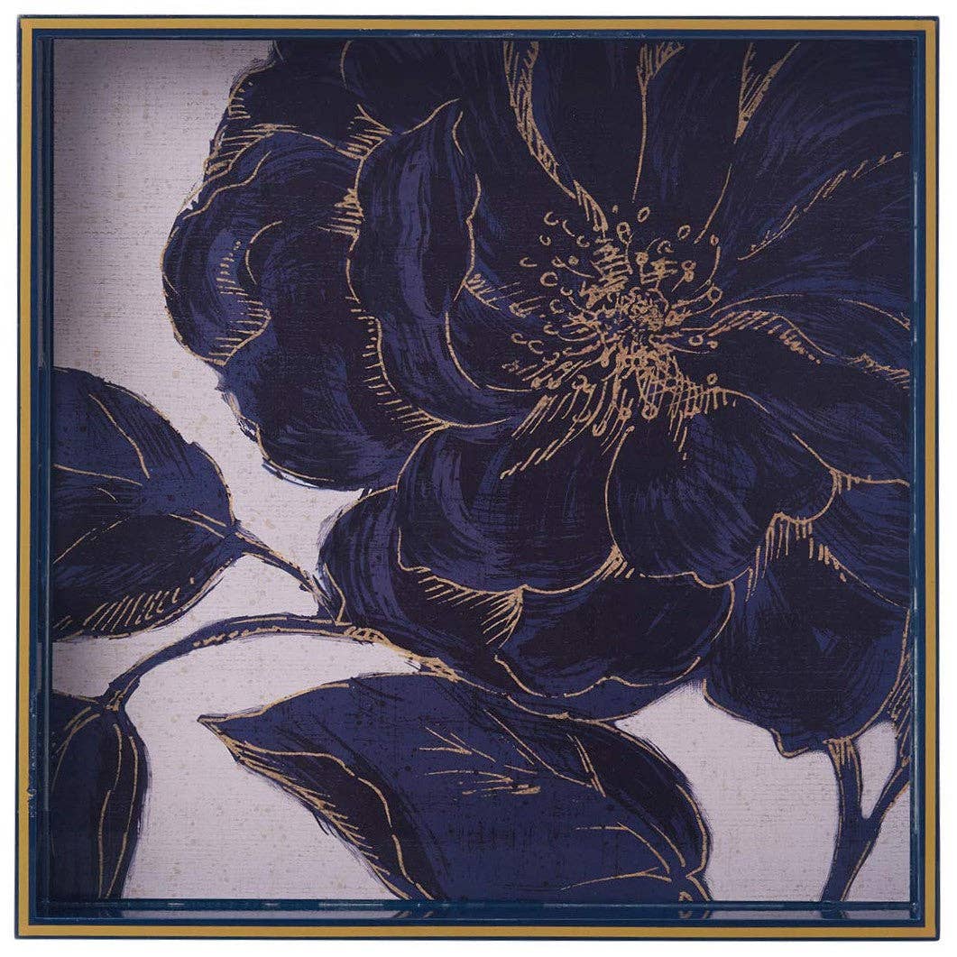 Indigo Garden  Square Lacquer Serving Tray