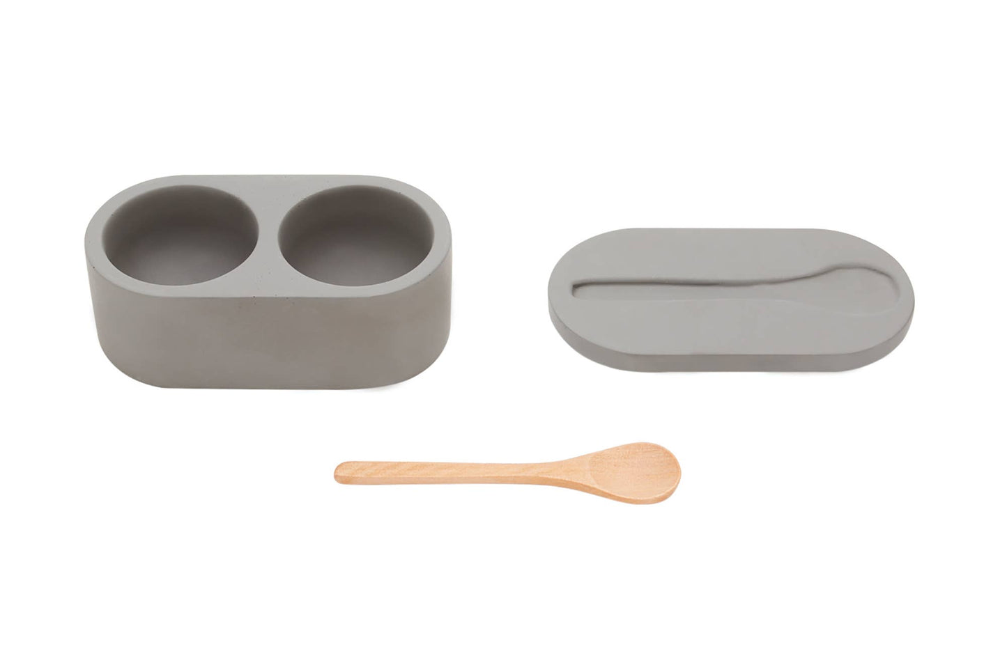 Cement Salt Cellar with Spoon