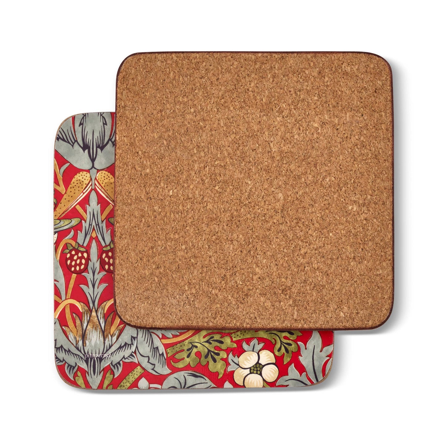 William Morris Strawberry Thief Coasters Set of 6 - Red: MDF, Cork Backed / Strawberry Thief Red