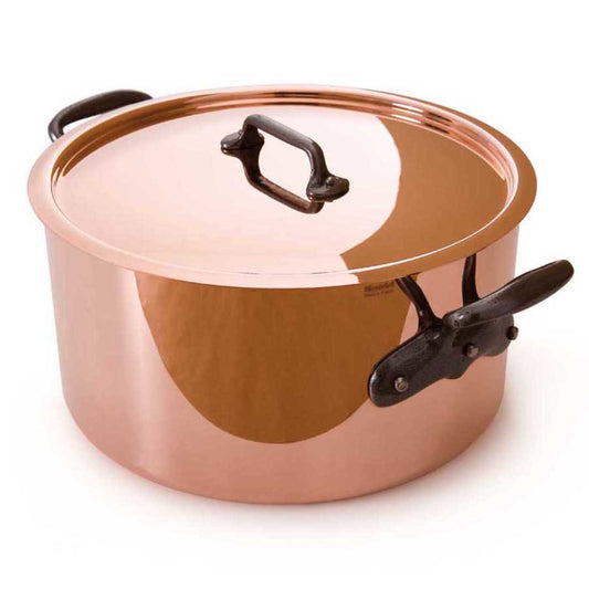 COPPER STEW PAN W/CAST IRON HANDLE & LID 8.5 QT