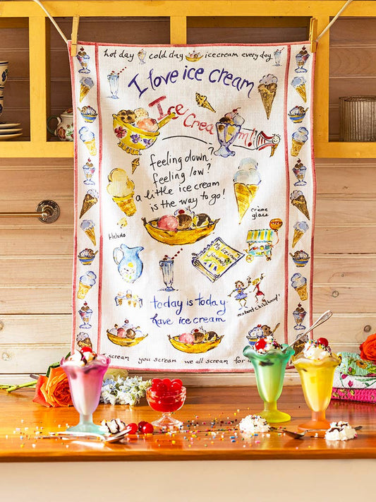 Ice Cream Watercolor Tea Towel