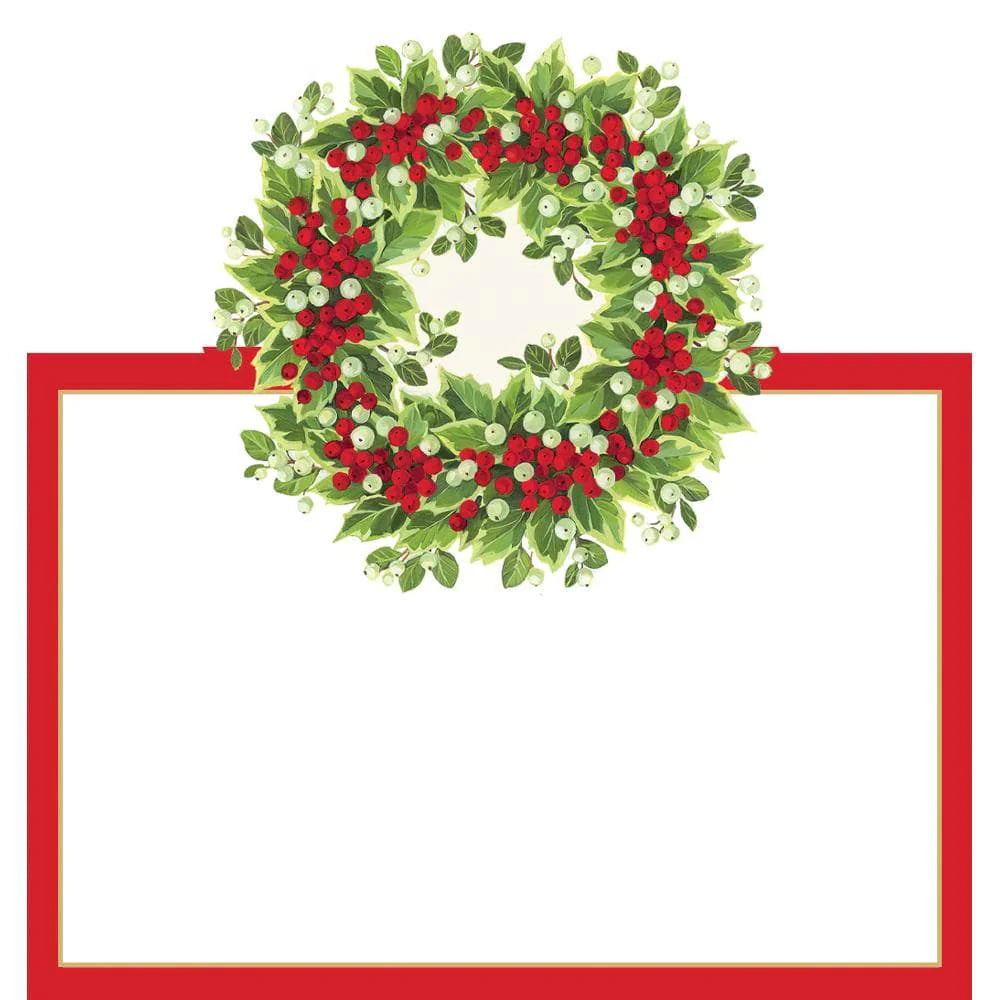 PLACE CARD HOLLY BERRY WREATH