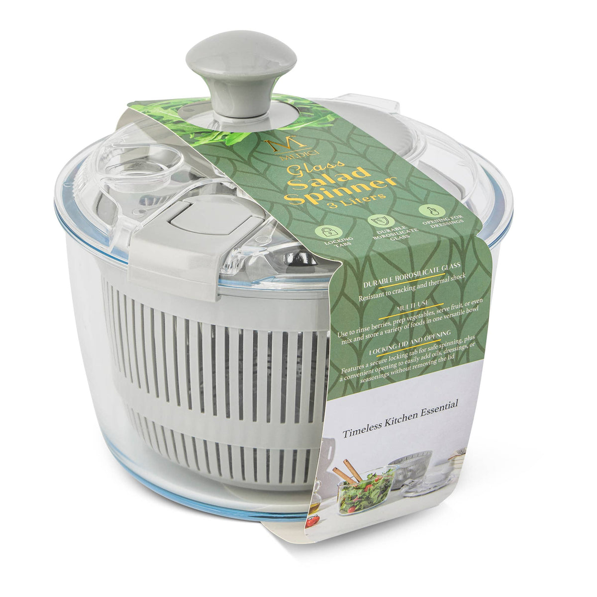 Glass Salad Spinner 3L