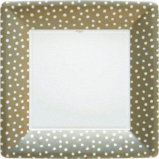DINNER PAPER PLATE SMALL DOTS PLATINUM
