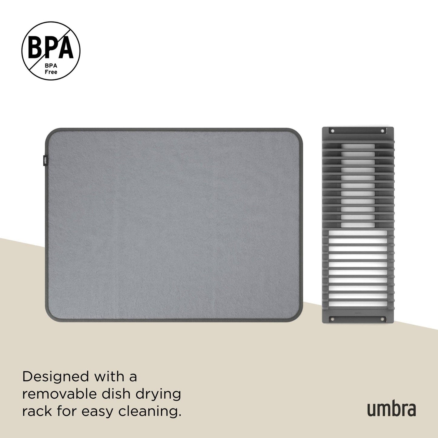 UDRY DISH RACK WITH DRYING MAT: SLATE BLUE