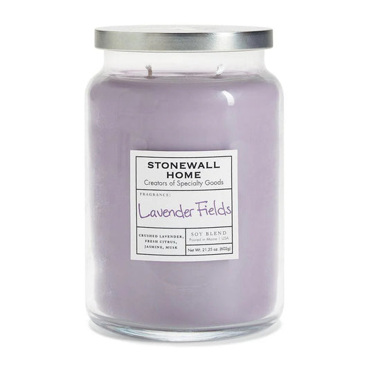 LAVENDER FIELDS LARGE APOTHECARY JAR CANDLE 21.25 OZ 2 WICK