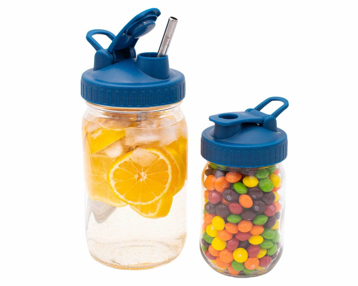 Pour & Store Shaker Lid with Carry Loop for Mason Jars: Cherry red / Wide mouth / Updated