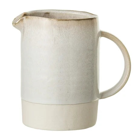 STONEWARE PITCHER REACTIVE GLAZE WHT