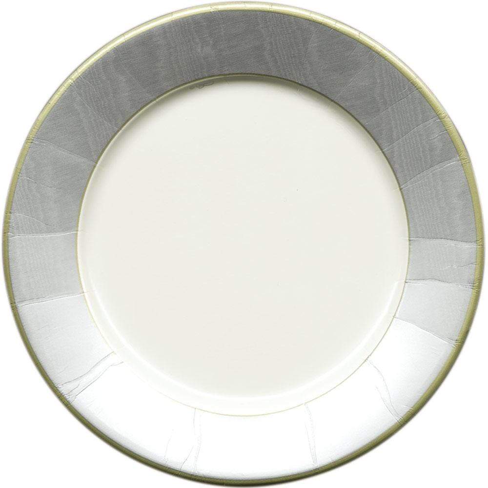 DINNER PAPER PLATE MOIRE SILVER