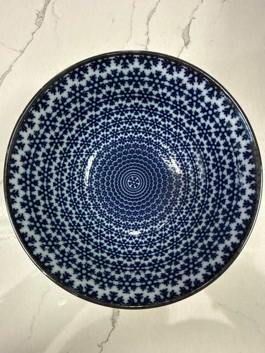 BLUE & WHITE SNOWFLAKE BOWL 5"