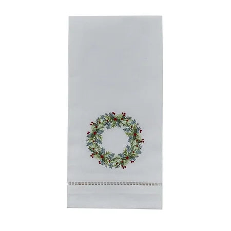 WREATH KITCHEN TOWEL WHT