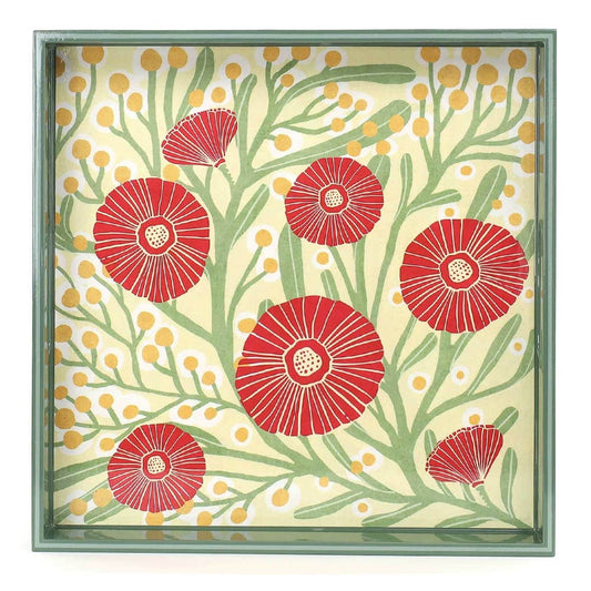 Camellia Bouquet  Square Lacquer Serving Tray