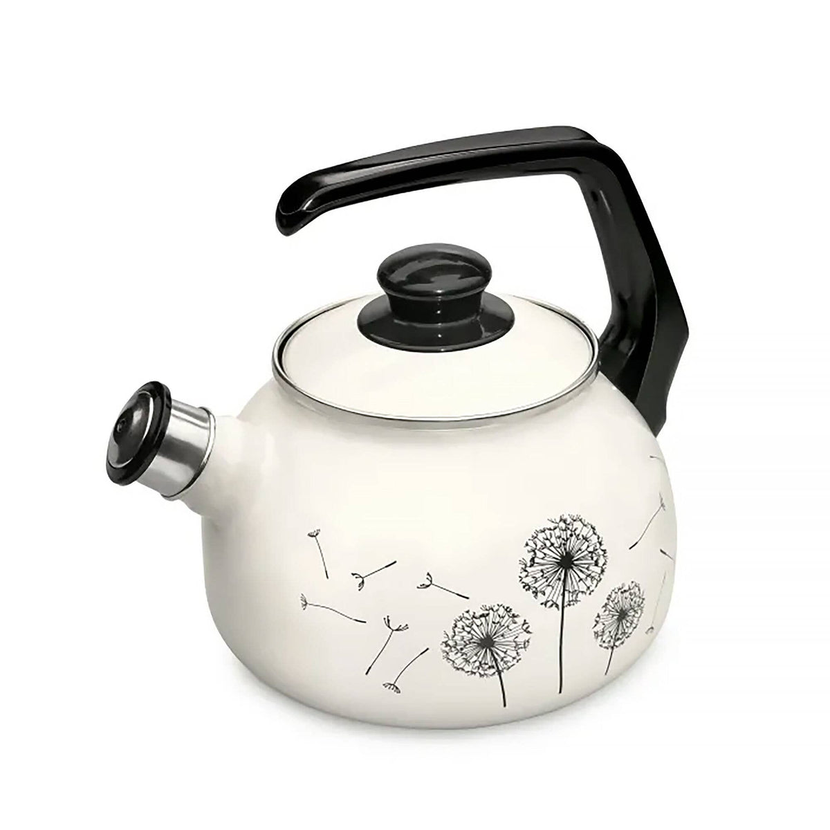 DANDELIONS VINTAGE ENAMEL WHISTLING KETTLE