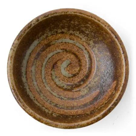ASIAN SAUCE DISH LT BROWN SWIRL3.25" SQ