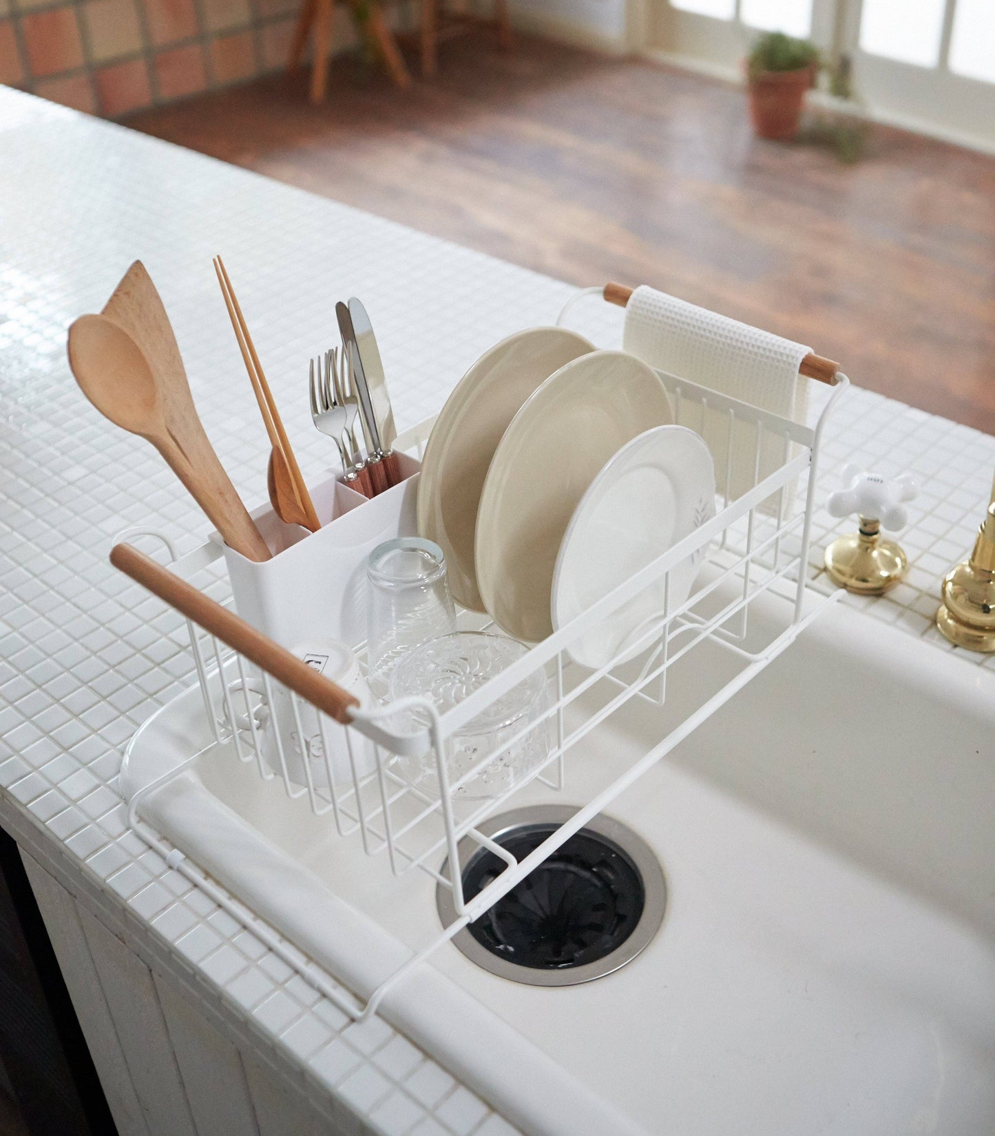 TOSCA OVER-THE-SINK DISH RACK - STEEL + WOOD