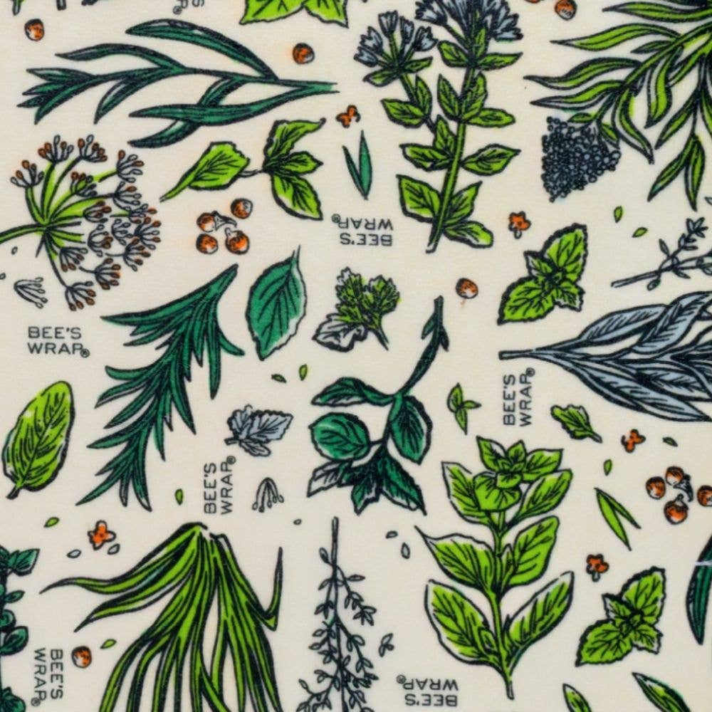Bees Wrap Beeswax Reusable Bread Wrap - Herb Garden Print