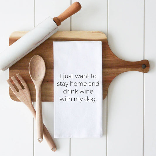 WINE WITH MY DOG TEA TOWEL