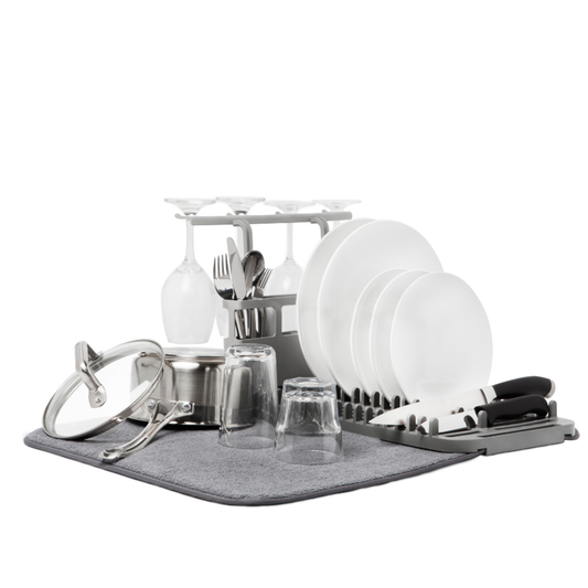 UDRY DISH RACK & UTENSIL CADDY WITH MAT