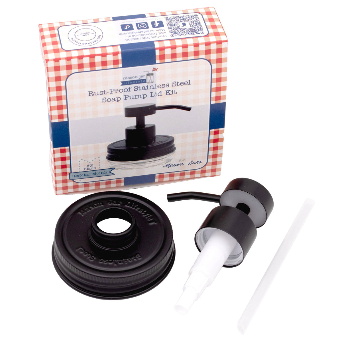 Matte Black Soap Pump Lid Kit for Mason Jars: Matte black / Regular mouth