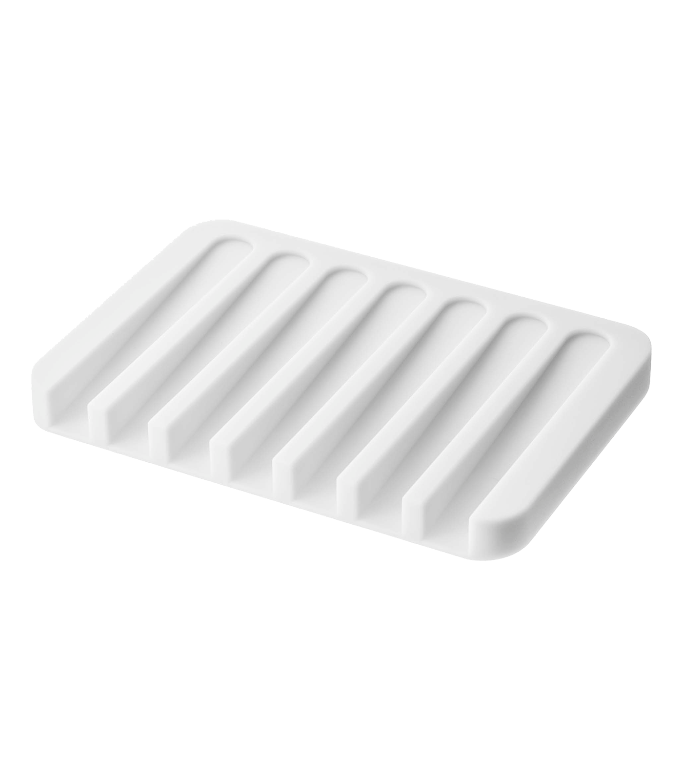 FLOW SELF-DRAINING SOAP TRAY - SILICONE: WHITE
