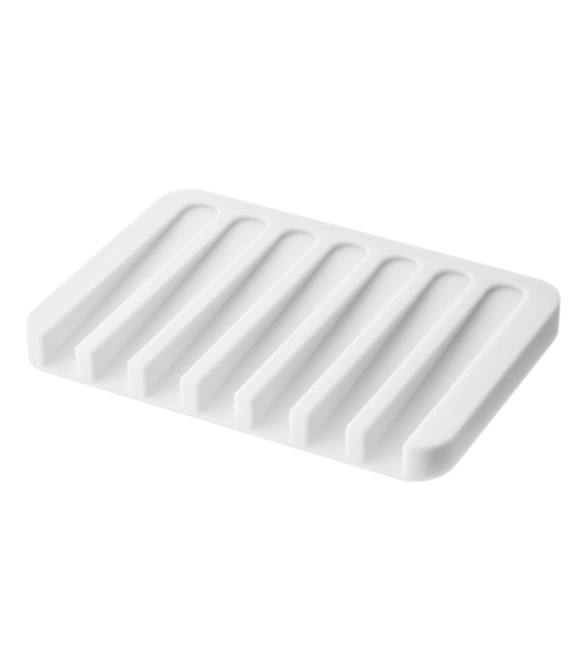 FLOW SELF-DRAINING SOAP TRAY - SILICONE: WHITE
