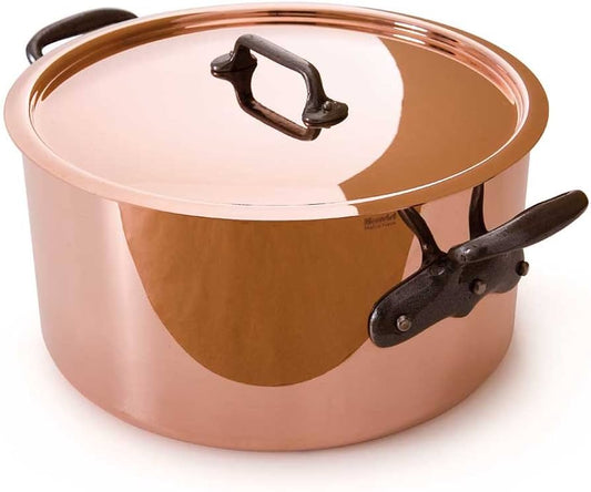 COPPER STEW PAN W/CAST IRON & LID 6.4 QT