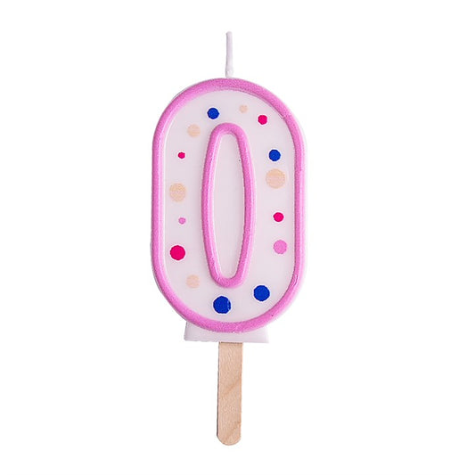 NUMBER 0 CANDLE PNK