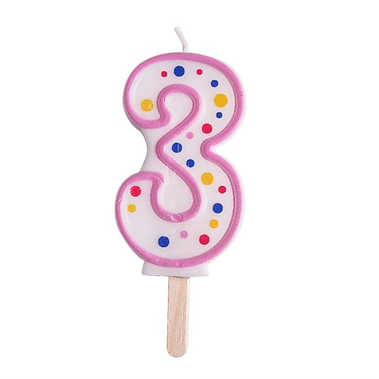 NUMBER 3 CANDLE PNK