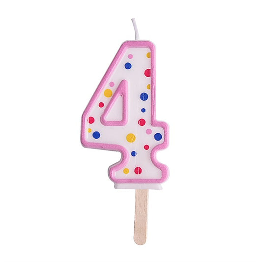 NUMBER 4 CANDLE PNK