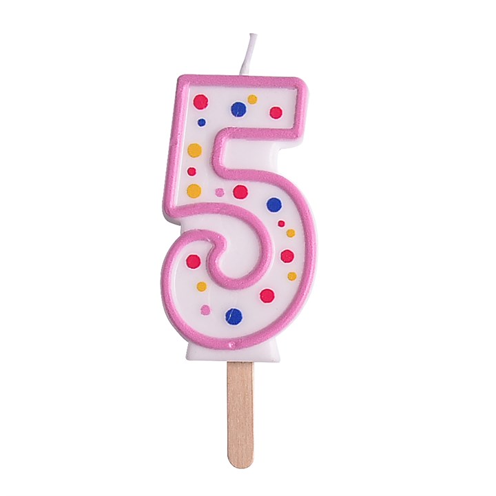 NUMBER 5 CANDLE PNK