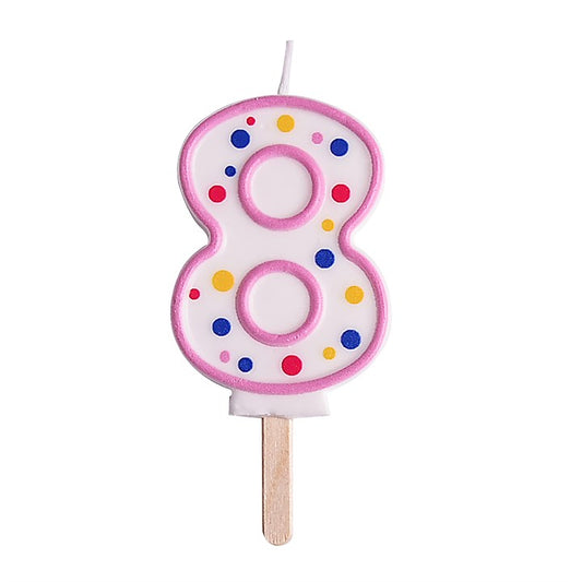 NUMBER 8 CANDLE PNK
