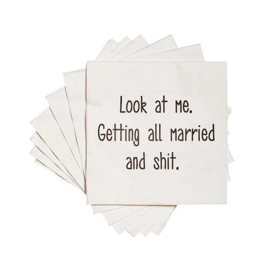 GETTING MARRIED FUNNY COCKTAIL NAPKIN