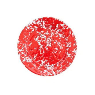 ENAMEL SALAD PLATE RED SPLATTER