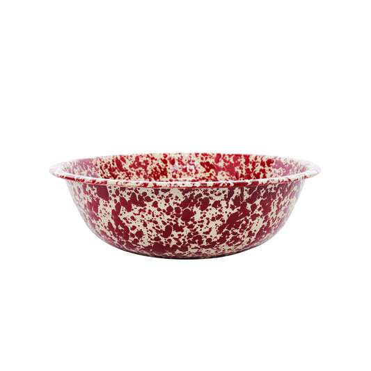 ENAMEL SERVING BOWL RED SPLATTER